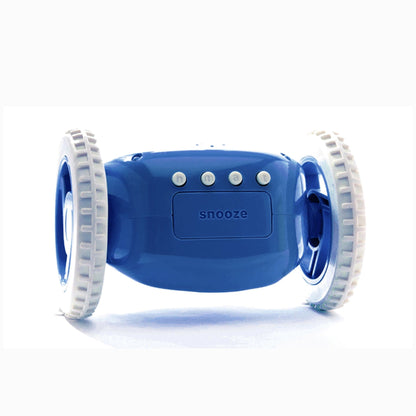 NeXtime Clocks Clocky Navy alarm clock on wheels with digital display and snooze button, designed to wake you up with movement.