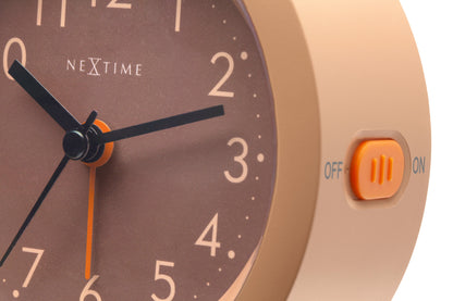 NeXtime Circle alarm clock with silent light dial, 10.5cm x 3.6cm, tabletop clock in modern design.