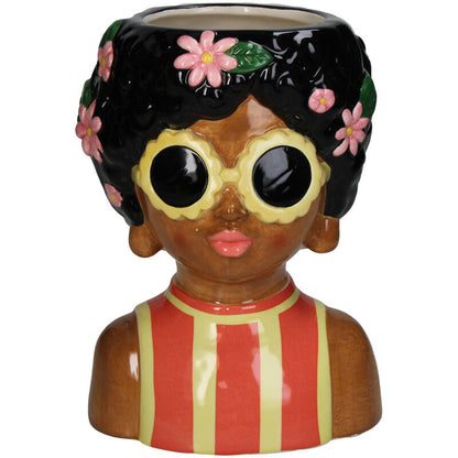 Vase Lady Sunny + 10 realistische Tulpen, weiß/grün