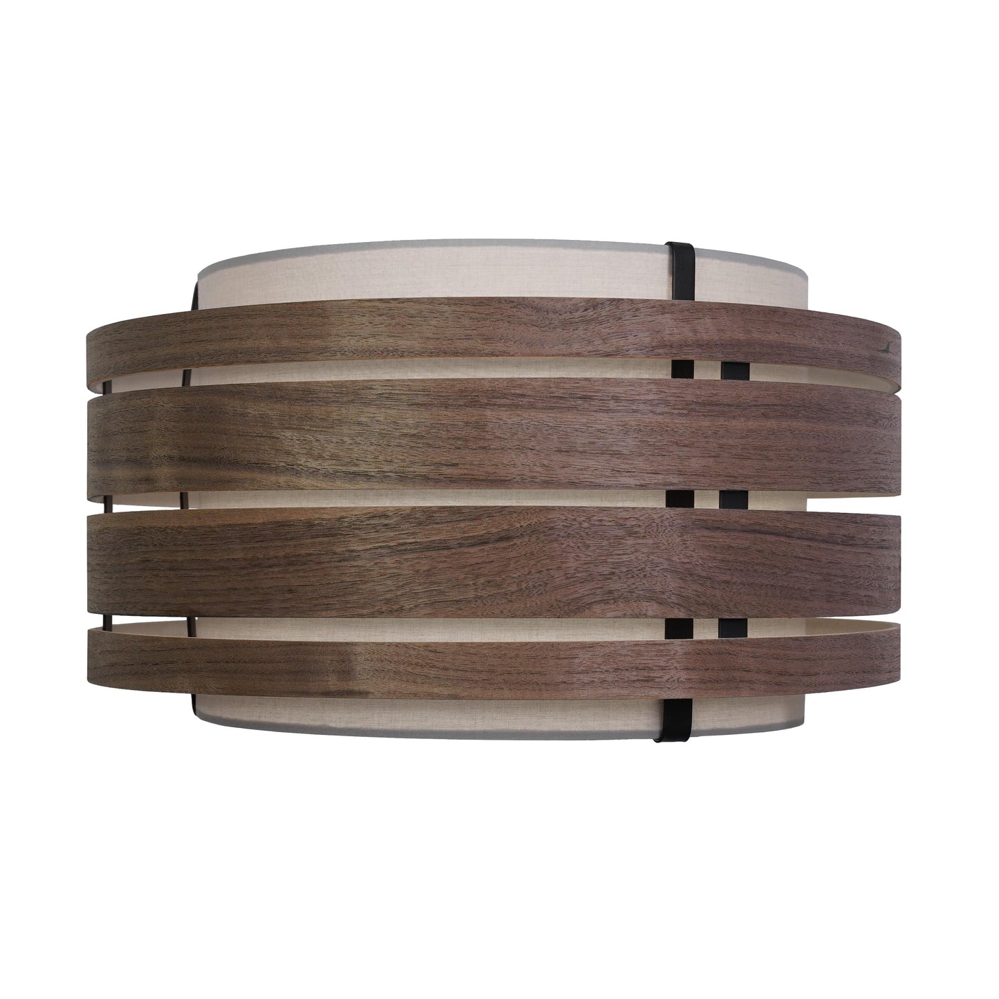 Donkere walnoothouten lampenkap van 25 cm van NeXtime Clocks, gemaakt van stof, geschikt voor verlichting en sfeervolle verlichting.