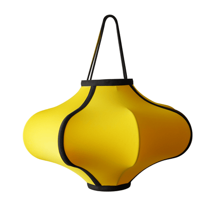 NeXtime Clocks Lumi lantern-style fabric lamp shade, 40cm, elastic material, shown from front view with warm yellow color.