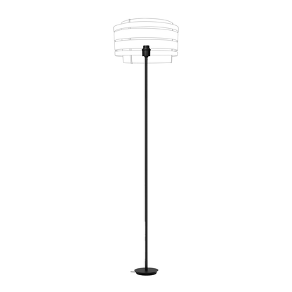 Black metal floor lamp stand with universal E27 socket, 157x35 cm tall, designed for lighting fixtures.