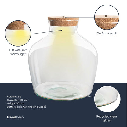 Weihnachtliches Stechpalmen-Terrarium – Flaschengarten-Bastelset – Ø 29 cm ↑ 30