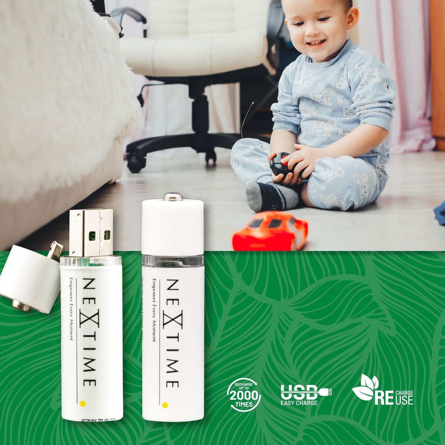 USB-Akku – 2 AA-Batterien