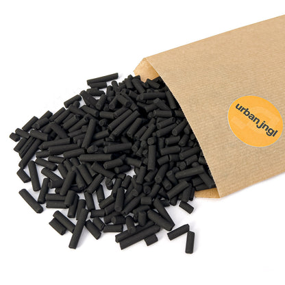 Activated carbon for terrarium by Florazo NL, 200 grams, shown in a small eco-system setup for DIY mini terrarium projects.