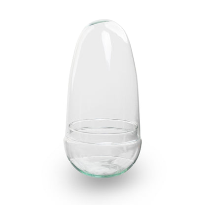 Clear glass egg-shaped terrarium bottle by Florazo NL, designed for DIY terrarium projects, featuring a smooth, rounded shape.