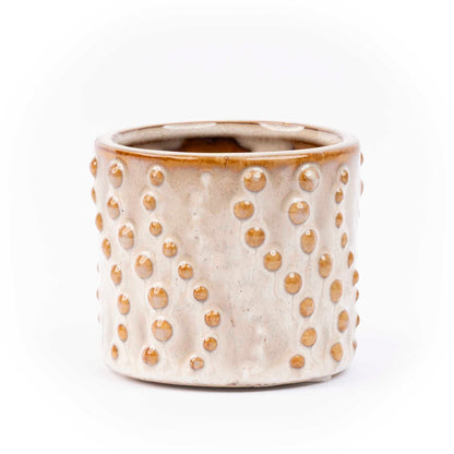 Set of six small flower pots from the Madrid collection by Florazo NL, featuring colorful ceramic accessories for plants.