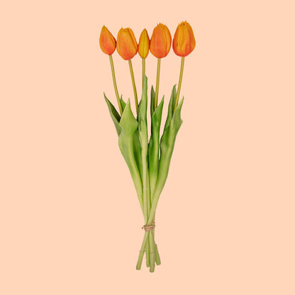 Vase Jessie Bow + 10x Real Touch Tulpen Orange