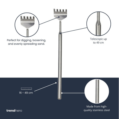 Terrarium-Werkzeug - Rechen - 16-49 cm - Teleskopierbar - Edelstahl