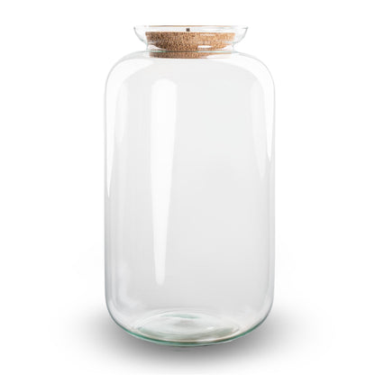 Glass terrarium bottle with LED cork by Florazo NL, featuring plants inside for a stylish DIY terrarium display.